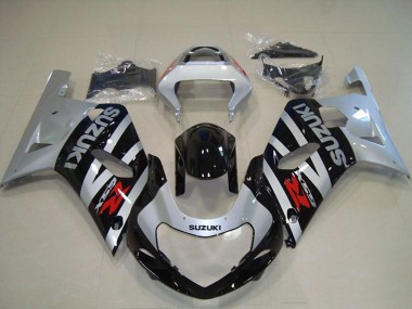 2001-2003 Silver Glossy Black Suzuki GSXR 750 Motorcycle Fairings