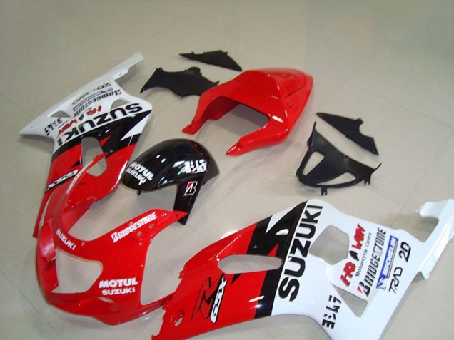 2001-2003 Red White Glossy Black Motul Suzuki GSXR 750 Motorcycle Fairings