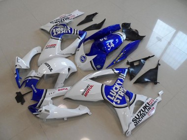 2006-2007 White Blue Lucky Strike Motul 34 Suzuki GSXR 750 Motorcycle Fairings