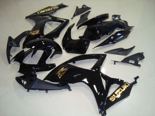 2006-2007 Glossy Black Gold Decal Suzuki GSXR 750 Motorcycle Fairings