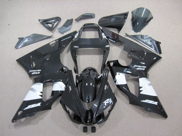 1998-1999 Glossy Black White Yamaha YZF R1 Motorcycle Fairings