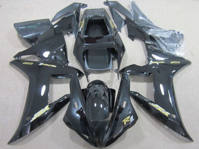 2002-2003 Glossy Black Gold Decal Yamaha YZF R1 Motorcycle Fairings