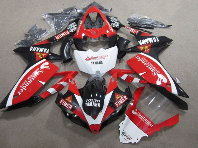 2007-2008 Red White Black Volvo Santander Fimer Yamaha YZF R1 Motorcycle Fairings