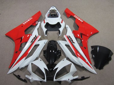 2006-2007 White Red Glossy Black Yamaha YZF R6 Motorcycle Fairing
