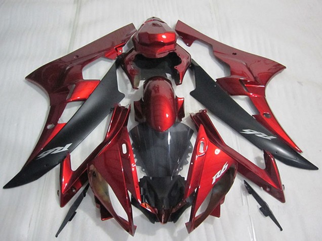 2006-2007 Red Matte Black Yamaha YZF R6 Bike Fairings