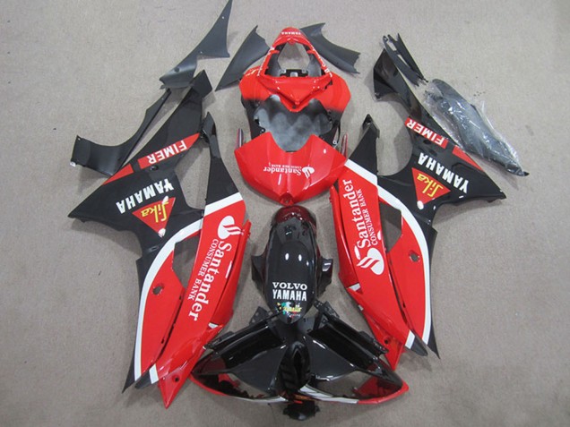 2008-2016 Red White Glossy Black Volvo Santander Fimer Yamaha YZF R6 Motorcycle Fairings