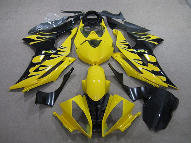 2008-2016 Yellow Glossy Black Flame Yamaha YZF R6 Motorcycle Fairings