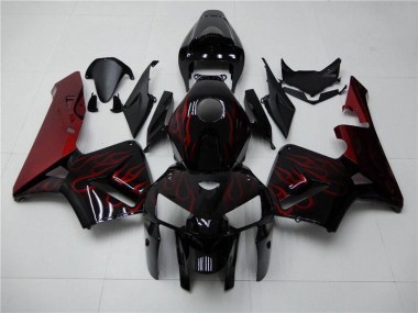 Aftermarket 2005-2006 Honda CBR600RR Motorcycle Fairings MF0196 - Red Flame Black for Sale