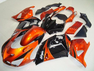Aftermarket 2006-2011 Kawasaki Ninja ZX14R Motorcycle Fairings MF3807 - Orange Black for Sale