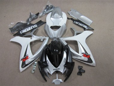 Aftermarket 2006-2007 Black White Suzuki GSXR600 Motorcycle Fairing Kit Sale